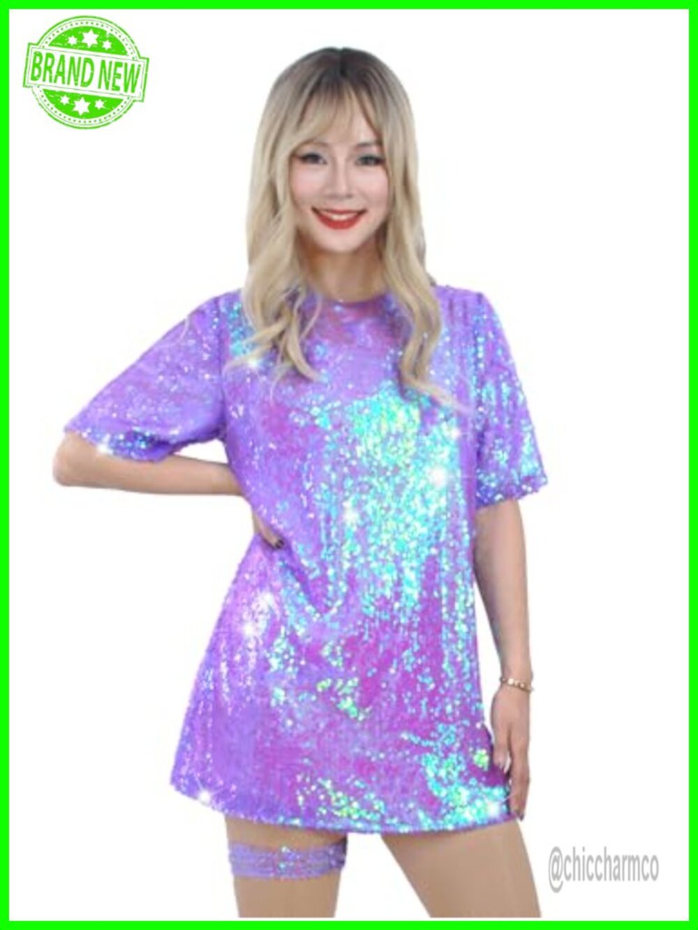 Sequin Bodycon T-Shirt Dress Backless Short Sleeve Casual Party